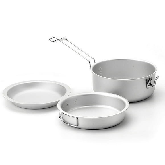 Mistaha Portable Aluminum Cookware Set for Outdoor Camping and Hiking - Lightweight and Durable Cooking Pot, Frying Pan, and Plate Kit for Campfire Cooking