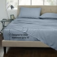 thumbnail image 4 of ROYALE LINENS 300 Thread Count 100% Long Staple Combed Cotton Sheet Set - 4 Piece Queen Bed Sheets - 1 Fitted, 1 Flat & 2 Pillow Cases - Soft Cool & Crisp Sheet Set (Queen, Cool Blue), 4 of 10