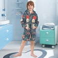 thumbnail image 5 of FORMRS Niños Bathrobe Unisex Hooded Robe Soft Plush Pajamas Sleepwear, Size 4-6T, Blue Christmas Santa, 5 of 7