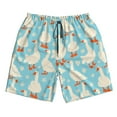 thumbnail image 4 of Bixox Men's White Geese and Flower printing Casual Classic Fit Short Summer Beach Shorts, 4 of 6