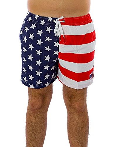 Mens Patriotic Boxer Shorts American USA Flag Boxers Quick Dry Swim