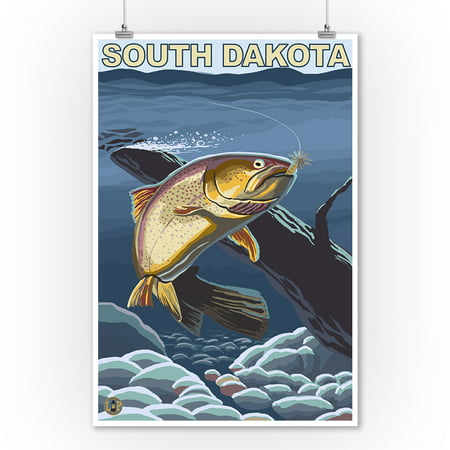 Cutthroat Trout Fishing - South Dakota - LP Original Poster (9x12 Art Print, Wall Decor Travel (Best Fishing In South Dakota)
