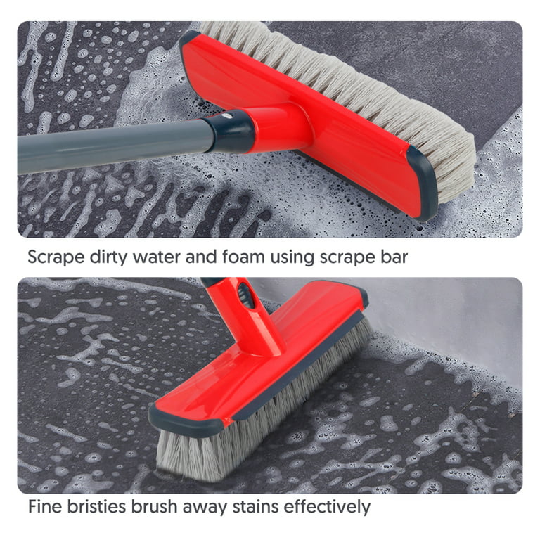 Superio Deck Scrub Brush with Long Handle, Heavy Duty Stiff Bristles with  Scraper - Cleans Hot Tub, Swimming Pool, Granite Tiles, Bathroom, Patio,  Kitchen, Wall and Deck (2, 54 Inch Handle) 