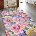 thumbnail image 3 of Rectangle Area Rugs 3 x 5 Ft, Purple Pink Floral Non-Slip Residential Carpet, Spring Watercolor Country Flower Indoor Crawling Mats Runner Rugs for Living Room/Dining Room/Bedroom, 3 of 9