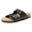 BLACK, variant on Bruno Marc Men's Cork footbed Sandal Beach Slides with Adjustable Buckle Straps