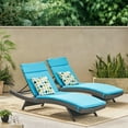 thumbnail image 2 of GDF Studio Olivia Outdoor Wicker Armless Adjustable Chaise Lounges with Cushion, Set of 2, Gray and Blue, 2 of 6