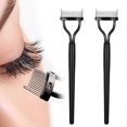 thumbnail image 1 of 2 Pack Eyelash Comb Folding Metal Curler Mascara Separator Set Teeth Eyelash Definer Eyelash Extender Applicator With Comb Cover Professional Grooming, 1 of 5