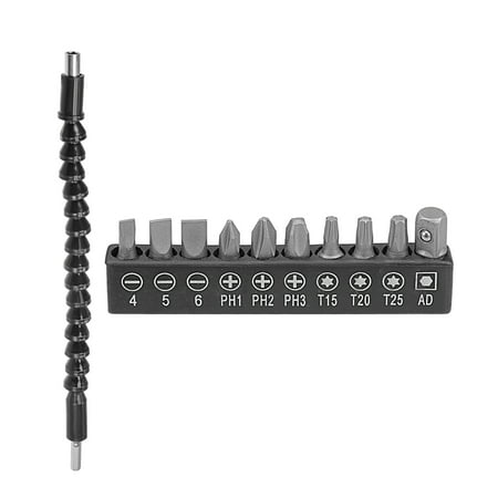 

Uxcell 11 Pcs 1/4 Drive Flexible Drill Bit Extension Set Flexible Extension Shaft with Screwdriver Drill Bits
