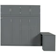 thumbnail image 3 of JERFIT Queen Murphy Bed with Desk Storage Cabinet, Space Saving Wall Bed, Gray Wood Finish, 3 of 10