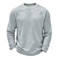 thumbnail image 2 of Oazcsf Mens Waffle Long Sleeve Shirt Knit Thermal Crew Neck Underwear Lightweight Casual Pullover Sweater Winter Fall Big and Tall Men's Tops, 2 of 3