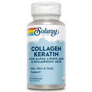 Solaray Type I, II & III Collagen Keratin | ALA & Hyaluronic Acid | Hair, Skin & Joint Health Support, 60 Caps, 30 Serv.