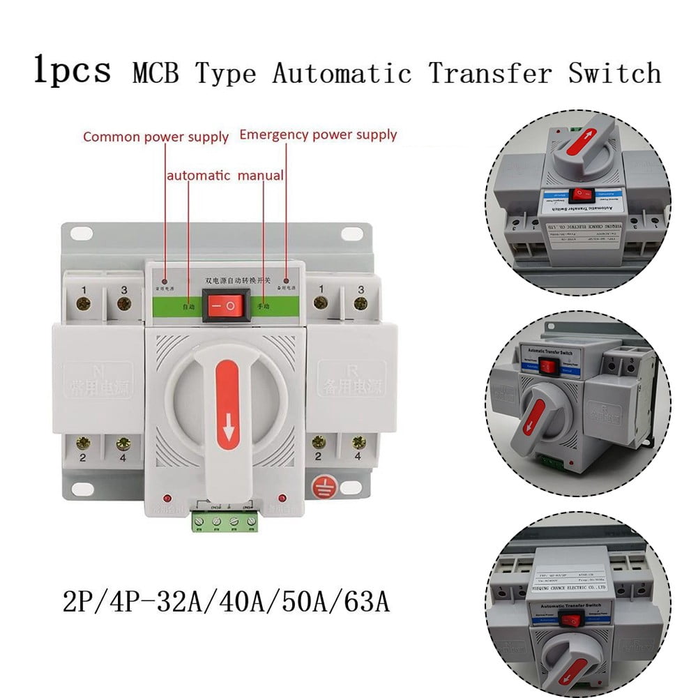 Transfer Switch 63A 32A MCB Type Automatic Dual Power Transfer Switch Circuit Breaker for Power Backup 2P-40A