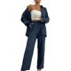 thumbnail image 3 of Conjunto de 2 piezas para mujer, blusa larga con dobladillo con abertura y pantalones de pierna ancha, 3 of 5