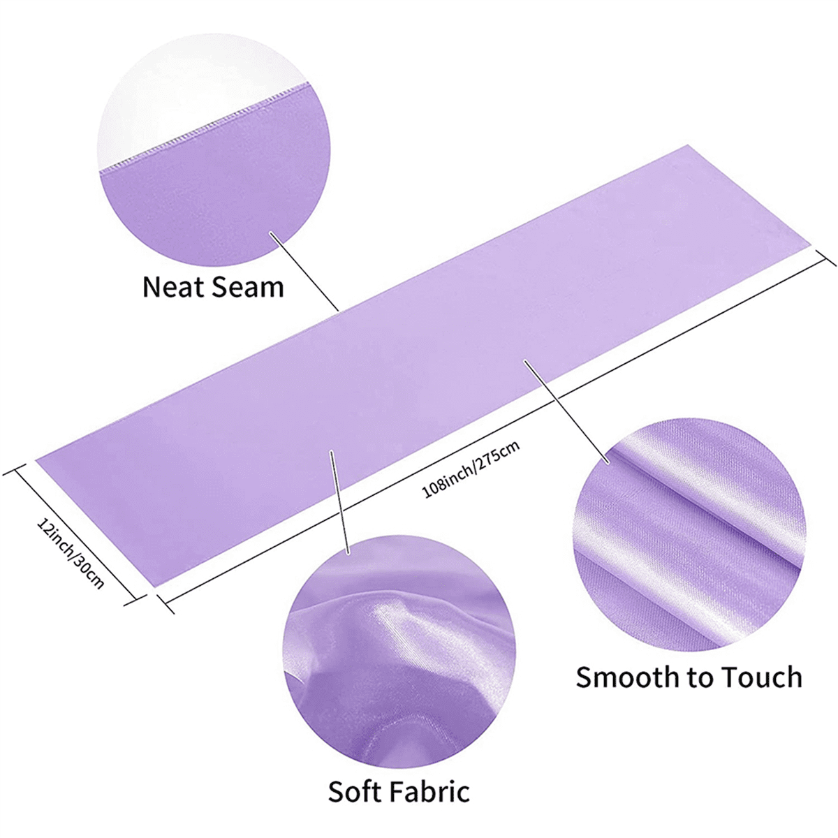 Pack of 10 Satin Table Runner 12x108 Inch Long,Lavender Table Runners for Wedding,Birthday Parties,Banquets Decorations,10 * Satin Table Runner,