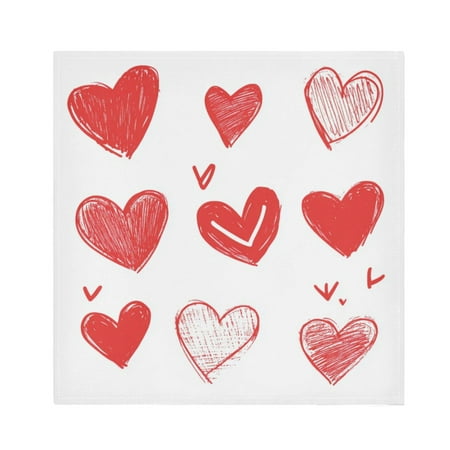 

Napkin Satin Napkin 20*20Inchx6 Kitchen Towel Dinner Plate Towel Decorative Towel Napkin Tea Towel Suitable For Kitchen Table Red Line Love