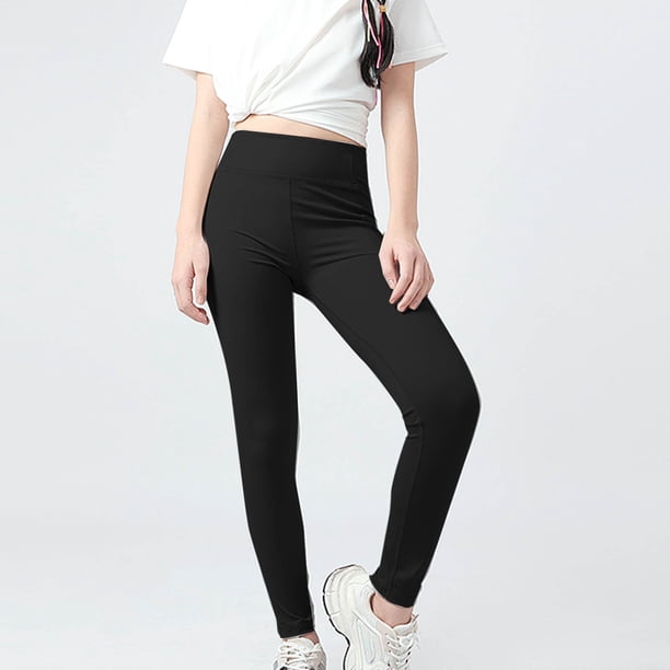 Odeerbi 5-14 Años Niñas Yoga Leggings Entrenamiento Baile Atlético Pantalones Deportivos Color Sólido Cintura Alta Medias Elásticas
