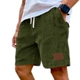 thumbnail image 2 of Dwelliawo Corduroy Shorts for Men 2026 Summer Casual Elastic Waist Drawstring Workout Gym Beach Vacation Shorts with Pockets Army Green M, 2 of 6