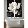 thumbnail image 5 of Gorgeous Flowers Sheer Curtains 63 Inch Length 2 Panels Set, White Gold Floral Botanicals Black Voile Window Treatment Rod Pocket Curtains Sheers Drapes for Bedroom/Living Room/Kitchen 52x"63"x2, 5 of 7