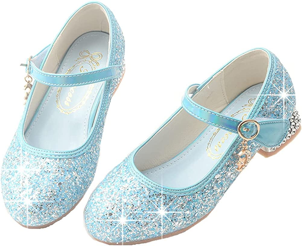 Little Girls Glitter Mary Jane Ballerina Low Heel Princess Wedding