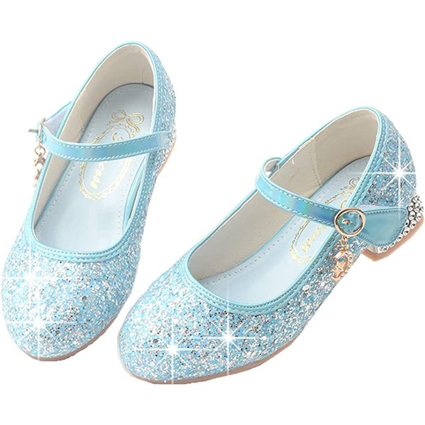 Little Girls Glitter Mary Jane Ballerina Low Heel Princess Wedding