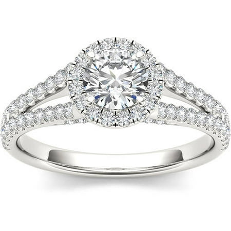 Imperial 1 Carat T.W. Diamond Split Shank Single Halo Engagement Ring in 14kt White Gold