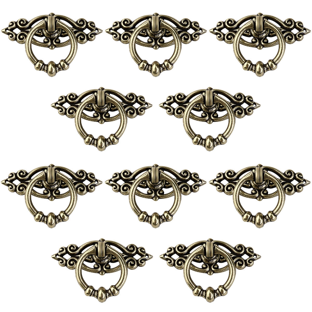 Worgeous WINOMO 10pcs Vintage Kitchen Cabinet Cupboard Dresser Door Drawer Handles Knobs (Antique Brass)