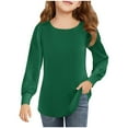 thumbnail image 2 of EAUFUM Girls Long Sleeve T-Shirts Lace Crewneck Casual Plain Stretchy Ribbed Knit Blouses Tops 4-13 Years Casual Holiday Clothes Daily Deals Camisa Para NiñA, 2 of 6