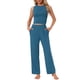 thumbnail image 1 of Conjunto de lounge para mujeres INSPIRE CHIC, top sin mangas y pantalones, pijama sólido, tamaño L azul, 1 of 6