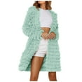 thumbnail image 2 of up to 60% off Gifts Womens Winter Faux Fur Coat Faux Furry Jacket for Women Long Sleeve Casual Solid Plus Size Plush Trench Coats Cozy Soft Fluffy Fuzzy Fleece Long Outwear Faux Fur Coat, 2 of 5