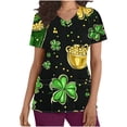 thumbnail image 2 of lcziwo St Patricks Day Scrub Tops for Women Fashion Letter Graphic Print Irish Shirts Short Sleeve V Neck Holiday Uniforms Medical Scrubs with Pockets Multicolor L Clearance, 2 of 6