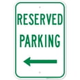 thumbnail image 1 of Left Arrow Reserved Parking Green Sign, 12x18 Aluminum, 1 of 8