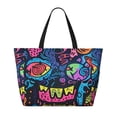 thumbnail image 2 of Disketp Neon Graffiti Urban Art Bolsa de Playa de Gran Capacidad, Bolso Impermeable y a Prueba de Arena para Mujer, Ideal para Playa, Piscina y Natación, 2 of 7