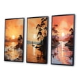 thumbnail image 3 of Designart "Golden Sunrise formd III" Nautical & Beach Framed Wall Art Set Of 3 - Yellow Sunrisesunset Frame Canvas Set For Living Room Decor, 3 of 6