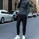 thumbnail image 2 of Slim Fit Hombres Pantalones casuales con bandas en el tobillo Pantalones harem ajustados elásticos Pantalones lápiz Negro Scienceny FS6718-01, 2 of 5