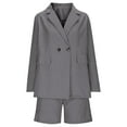 thumbnail image 3 of Lovzfmll Women's 2-Piece Set, Button-Down Suit Shirt & Shorts, Long Sleeve Work Officewear Matching Set, 3 of 9