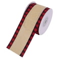 thumbnail image 2 of Goujian Christmas Plaid Wired Ribbon, 5 Yards Burlap Checkered Edge Ribbon, DIY Wreath Bow Gift Wrapping for Xmas Tree Weddings Holiday Home Crafts Decor, 2 of 6