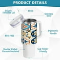 thumbnail image 4 of SKYSONIC 40 oz Mexican Ceramic Tile Tumbler with Handle and Straw Lid, Insulated Cup Reusable Stainless Steel Water Bottle Travel Mug, 4 of 7