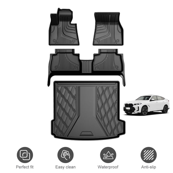 Full Set Floor Mats & Cargo Liners Fit for BMW X6 2020-2026 All Weather Floor Mats for X6 Accessories Anti Skid