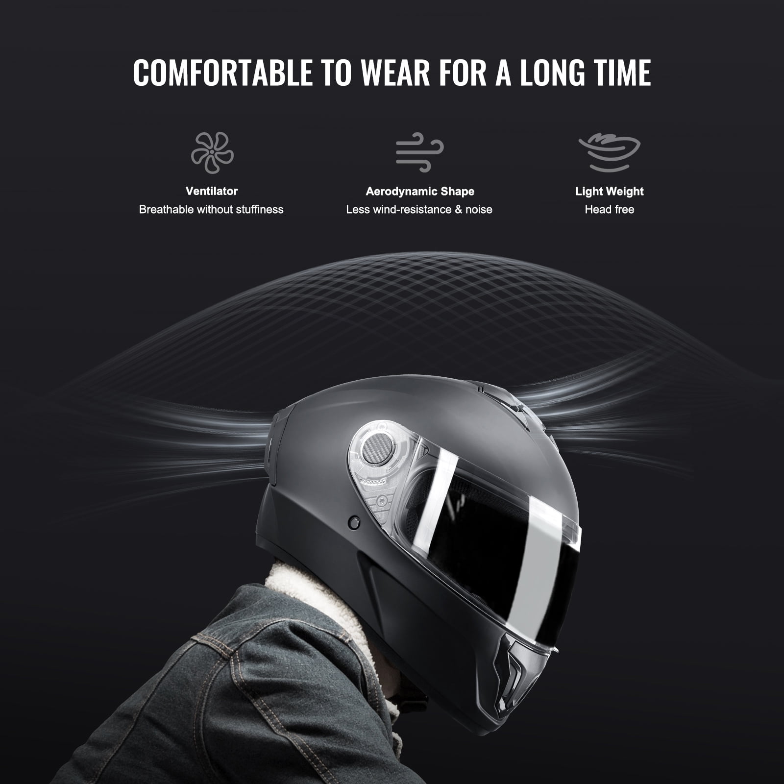 KFFKFF Motorbike Helmet, Comprehensive Coverage, Intelligent Urban ABS & Dense Helmet with Bluetooth Connectivity & Swappable Visor, DOT Certified Comfortable Off-Road Helmet