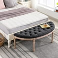 thumbnail image 4 of chairus Linen Halfmoon Entryway Bench 55" Button Tufted Semi-Circle Ottoman Comfy Upholstered Seat for Bedroom/End of Bed/Mudroom, Charcoal Black, 4 of 14