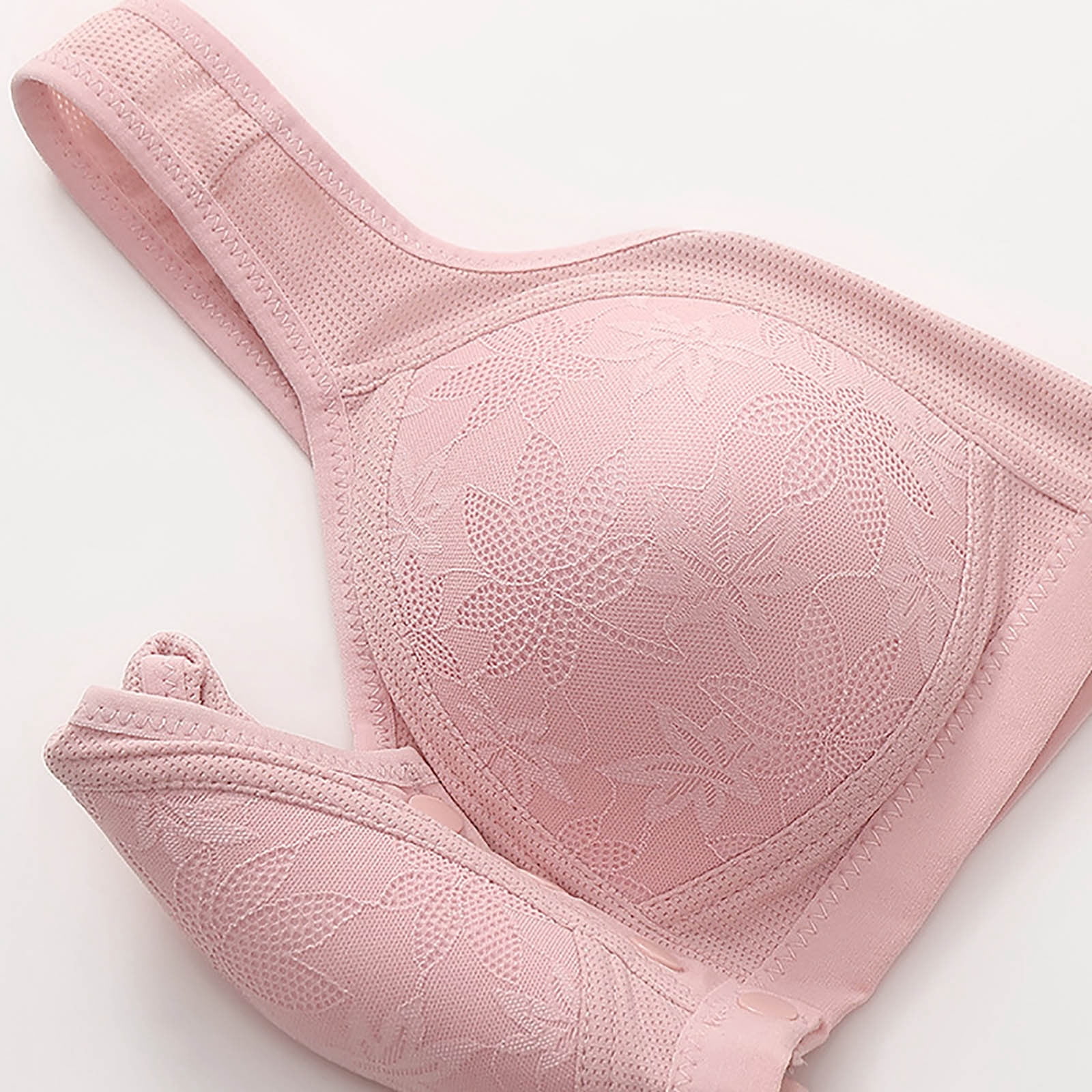 ATOYSOY 6 Pack Wireless Bras for Older Women Ladies Soft Breathable No Underwire Full Coverage Front Closure Senior Push Up Padded Bralettes for Lounging and Sleep (Pink,XXL)