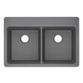 thumbnail image 2 of Elkay Quartz Classic 33 x 22 x 9-1/2, Equal Double Bowl Drop-in Sink, Greystone, 2 of 2