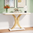 thumbnail image 3 of Tribesigns Modern Narrow Entryway Console Table, 40 inch Small Entryway Table with Geometric Metal Base for Living Room, Hallway and Foyer,White & Gold, 3 of 8