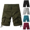 thumbnail image 3 of Odeerbi Workout Cargo Shorts for Men 2024 Casual Pure Color Outdoors Pocket Beach Work Trouser Shorts Pant Burgundy, 3 of 3