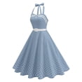 thumbnail image 2 of Kaemgyyd Vintage Dress for Women Elegant Halter Cocktail Dresses Cute Polka Dot Belted A-Line Flowy Dresses for Party, 2 of 7