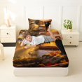 thumbnail image 4 of Manfei Black Bear Twin Sheets,Autumn Deer Pattern Bedding,3 Pieces,1 Fitted Sheet and 1 Pillowcase, 4 of 6