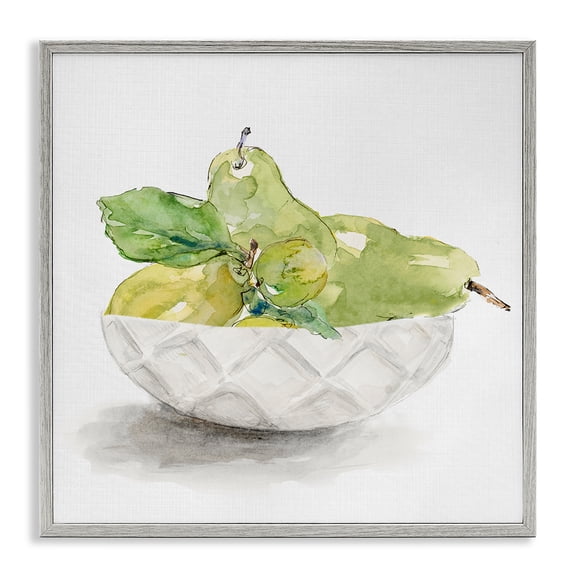 Stupell Industries Farmhouse Pear Bowl Gray Framed Giclee Art, 17 x 17, by Lanie Loreth