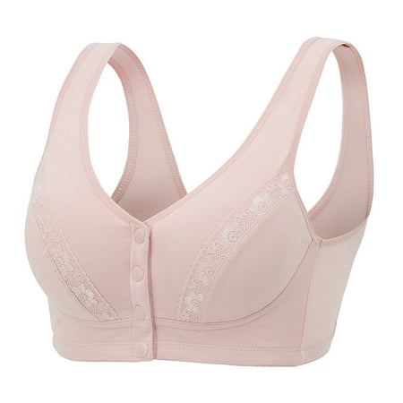 

Unrimless Plus Size Front Buckle Underwear Middle-aged And Elderly Lace Edge Vest Yoga Sleep Pregnant Women s Bra