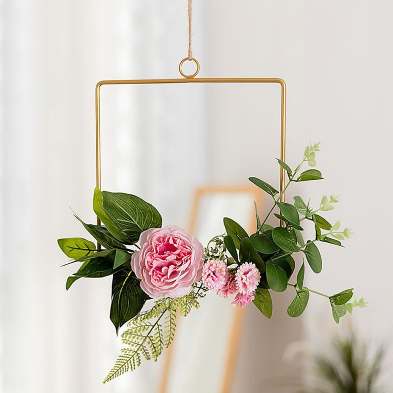 Artificial Wreath Metal Geometric Hoop Wreath Wall Hanging for Wedding Backdrop 