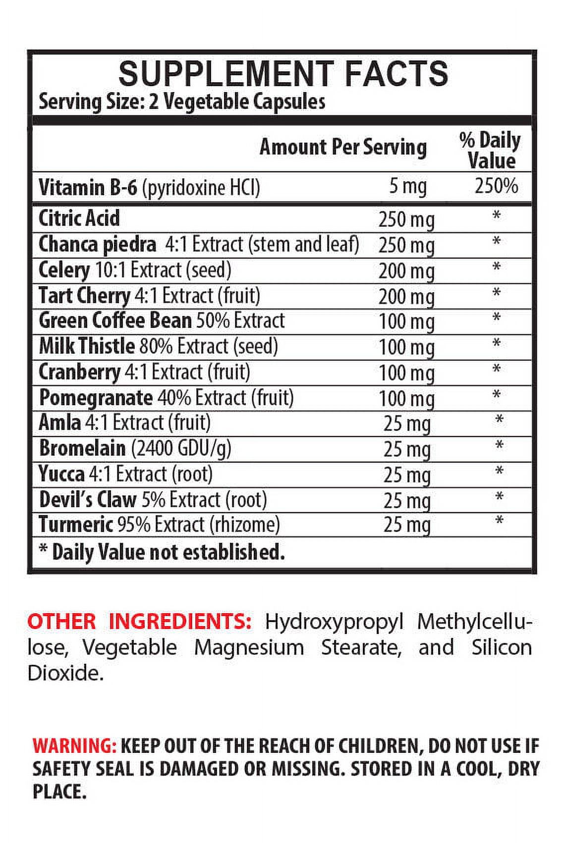 Gout Relief Capsules - Uric Acid Formula 1430mg - Pomegranate 40% Extract